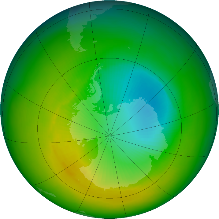 Antarctic ozone map for November 1986